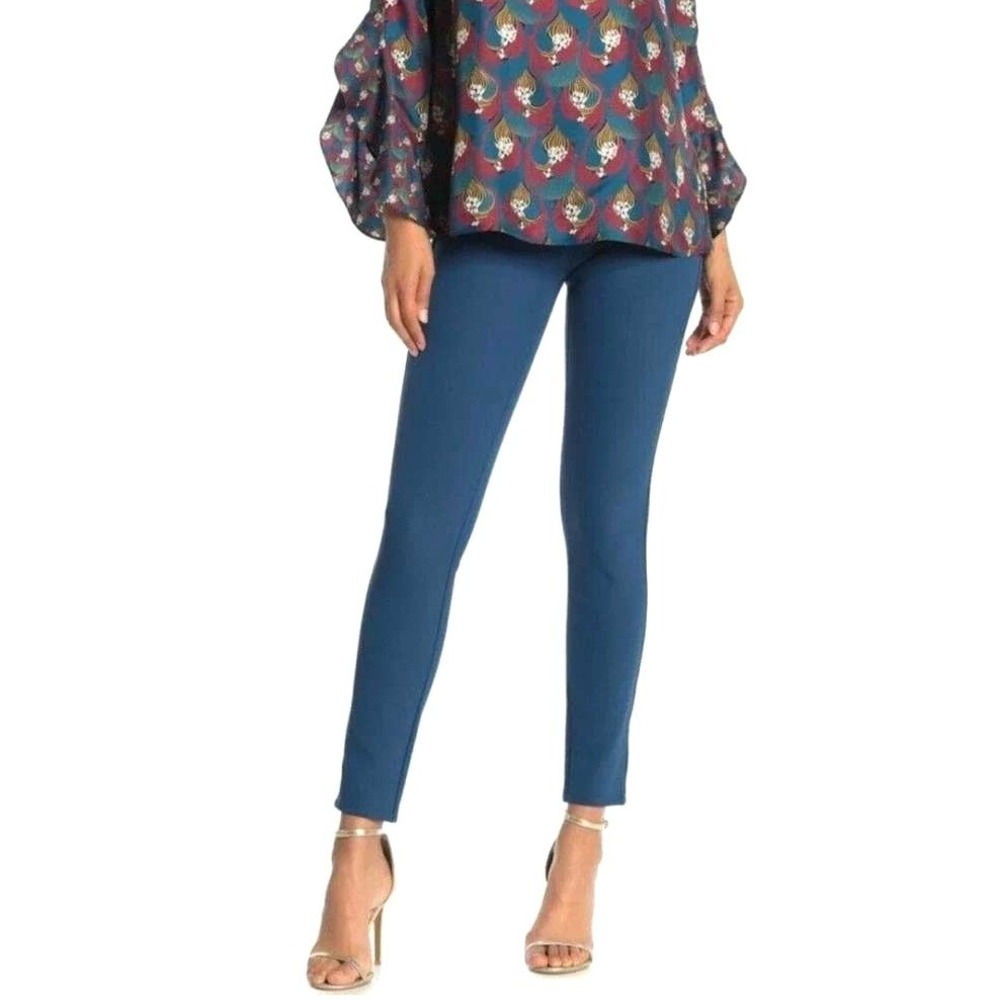 Lafayette 148 New York Mercer Skinny Pants Blue Teal Womens Size 10 Stretch Slim